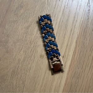 Copper Blue Honeycomb Mid-Century Vintage Bracelet Modernist Modern